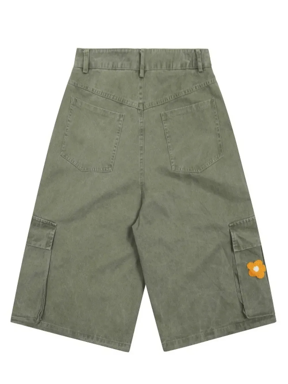 Men Relaxed Fit Washed Wide Leg Denim Shorts
