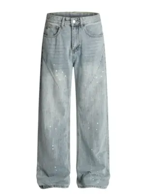 Men's Light Blue Relaxed Wide Leg Denim Pants