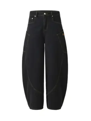 Men's Oversized Black Utility Wide Leg Jeans