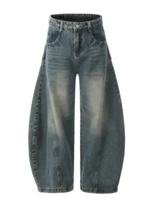 Men's Oversized Blue Relaxed Utility Denim Jeans